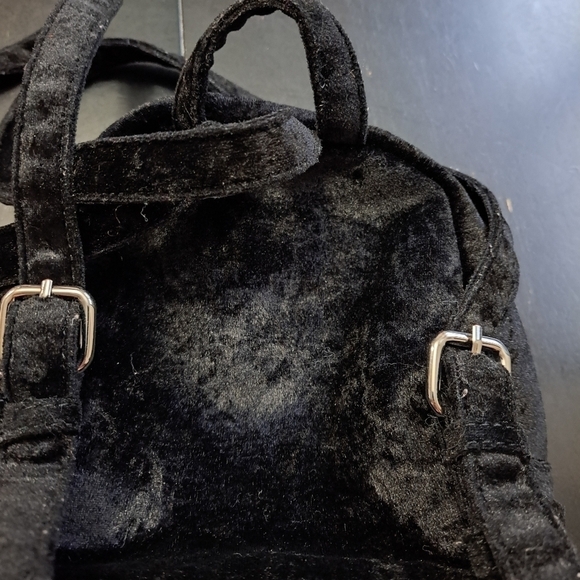 Black Crushed Velvet Mini Back Pack - Picture 8 of 8